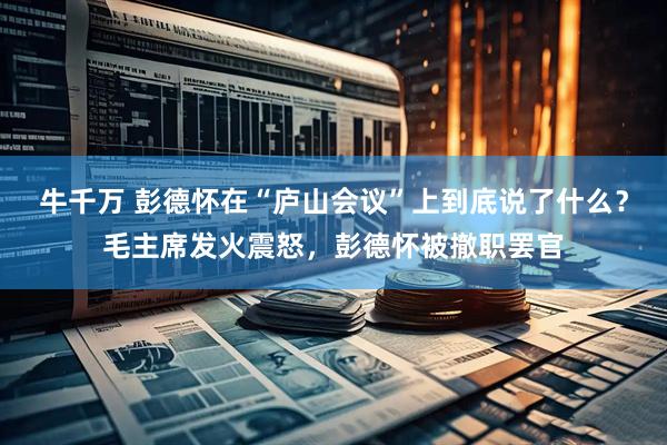 牛千万 彭德怀在“庐山会议”上到底说了什么？毛主席发火震怒，彭德怀被撤职罢官